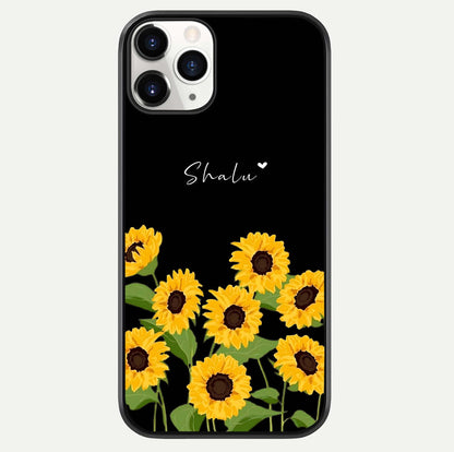 Sunflower Chic Mood Custom Name Glass Case For iPhone 16 Pro by Custom World