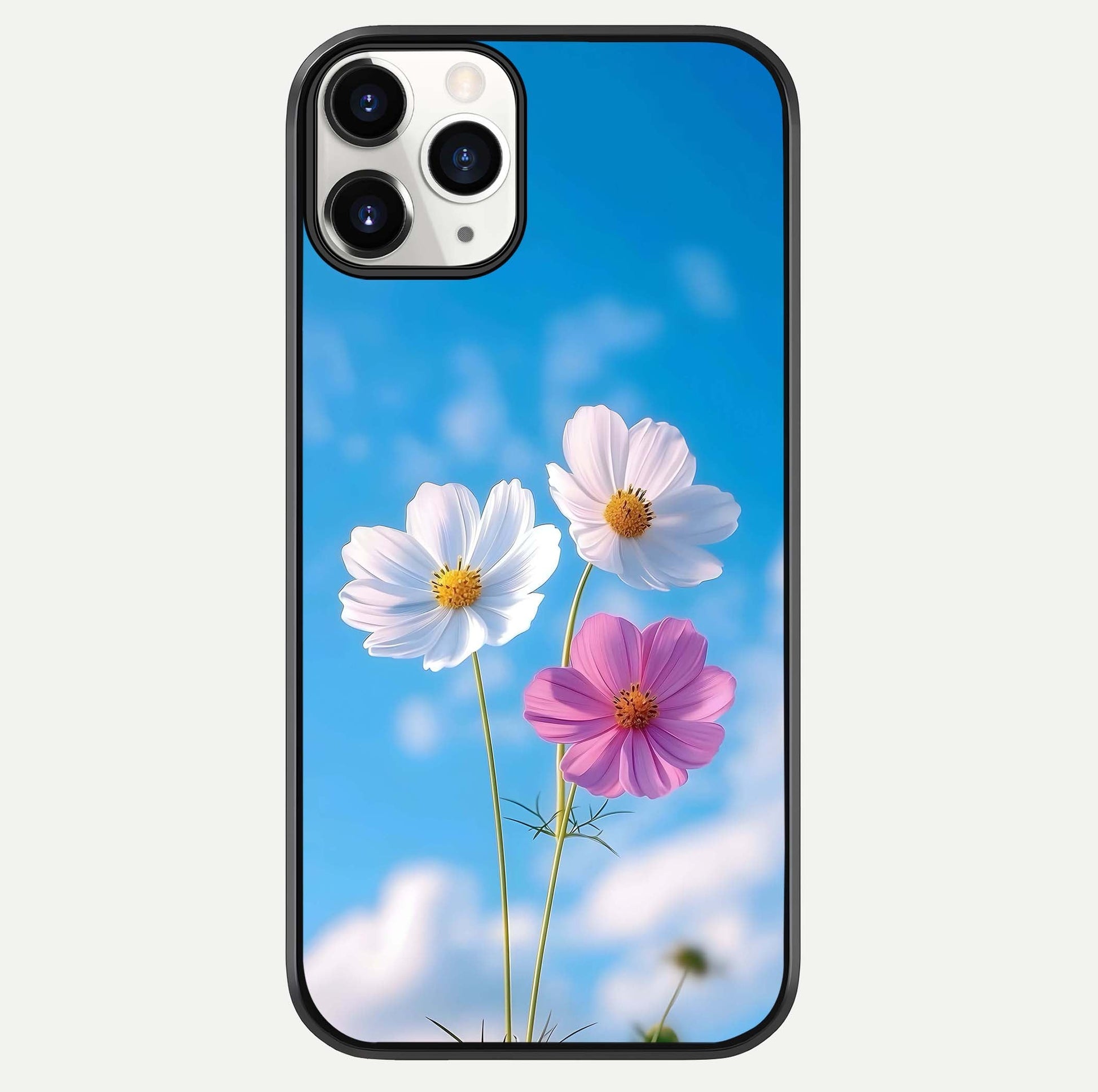 Triple Flowers With Sky Glass Case For iPhone 11 Pro by Custom World