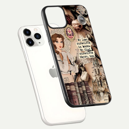 Bookish Dream World Glass Case for iPhone 11 Pro floating mockup capturing gloss shine and artistic balance