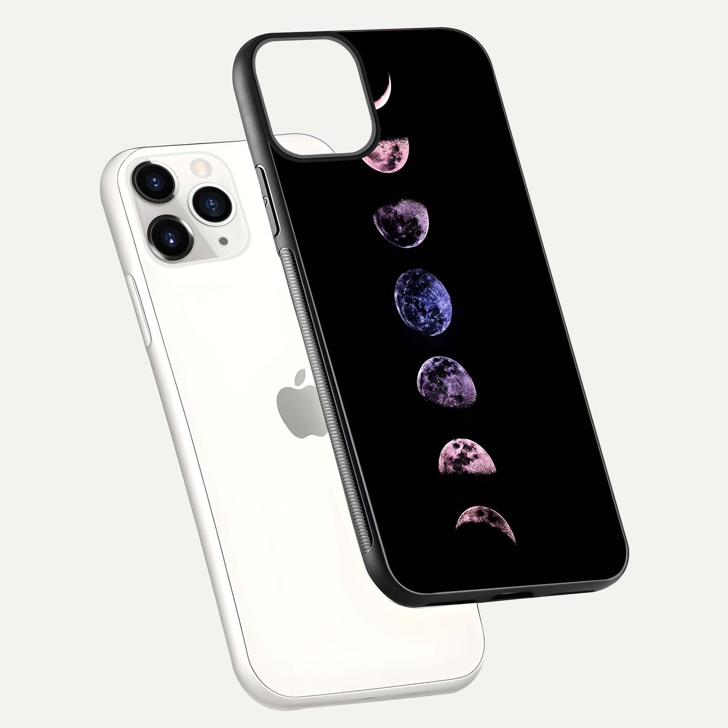 Crimson All Planets Glass Case for iPhone 11 Pro floating mockup showing gloss depth and rich hues