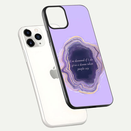 Damned People Quote Glass Case for iPhone 11 Pro floating mockup showing gloss reflection and text balance