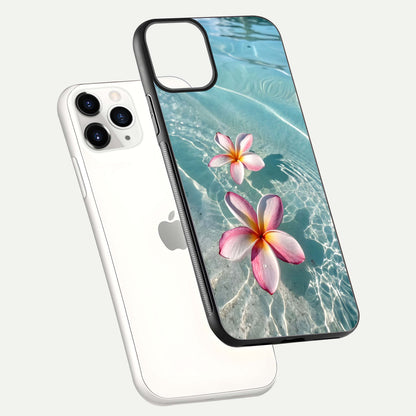 Floating Bloom Bliss Glass Case for iPhone 11 Pro floating mockup showing HD gloss shine and floral texture