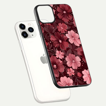 Flower Blush Bloom Glass Case for iPhone 11 Pro floating mockup showing shine polish and elegant look