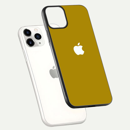 Golden Luxe Aura Glass Case for iPhone 11 Pro floating dual-view mockup showing glossy texture and elegant gold gradient