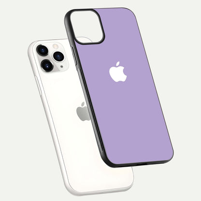 Lavender Soft Minimal Glass Case for iPhone 11 Pro floating dual-view mockup showing gloss reflection and pastel tone