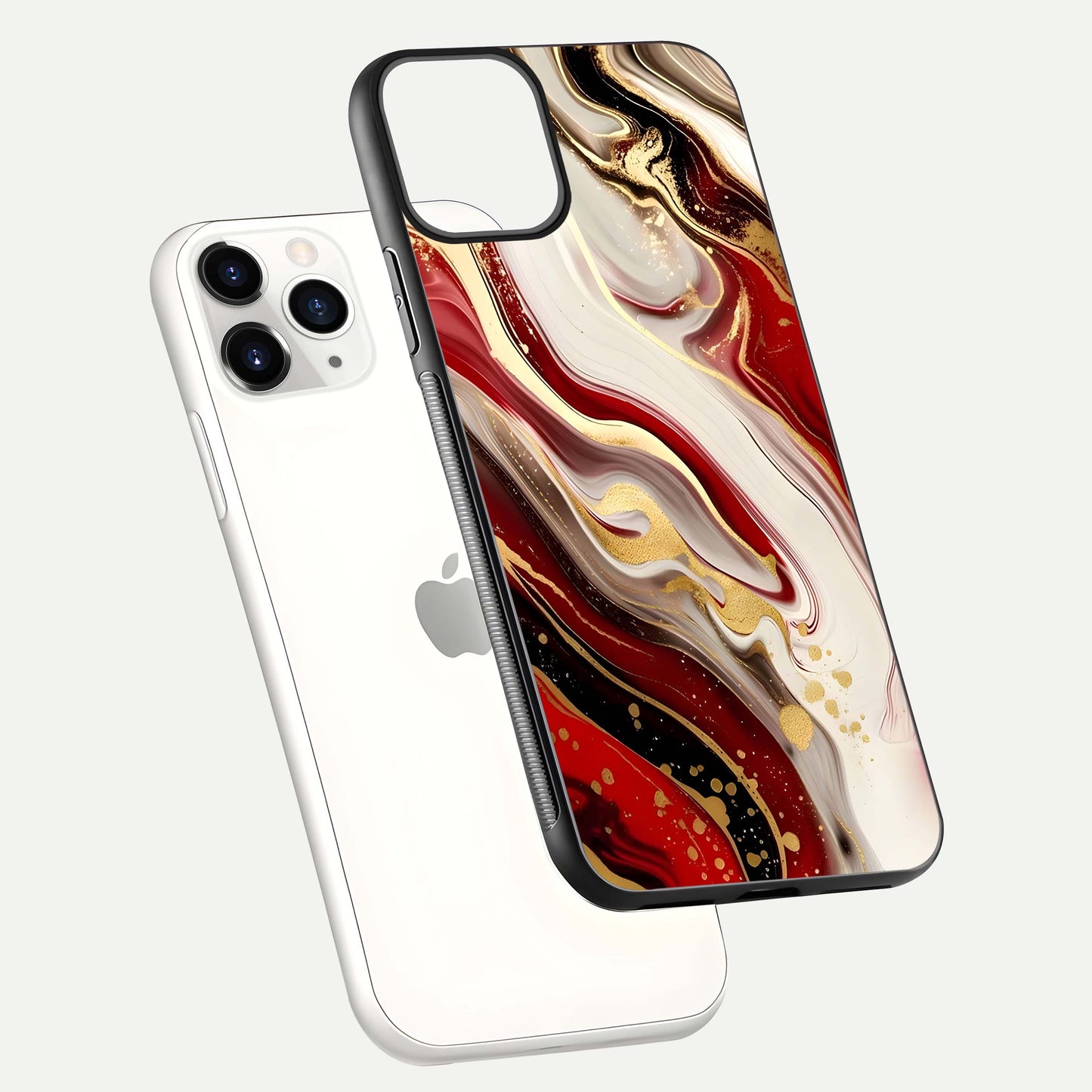 Red & White Marble Glass Case For iPhone 11 Pro