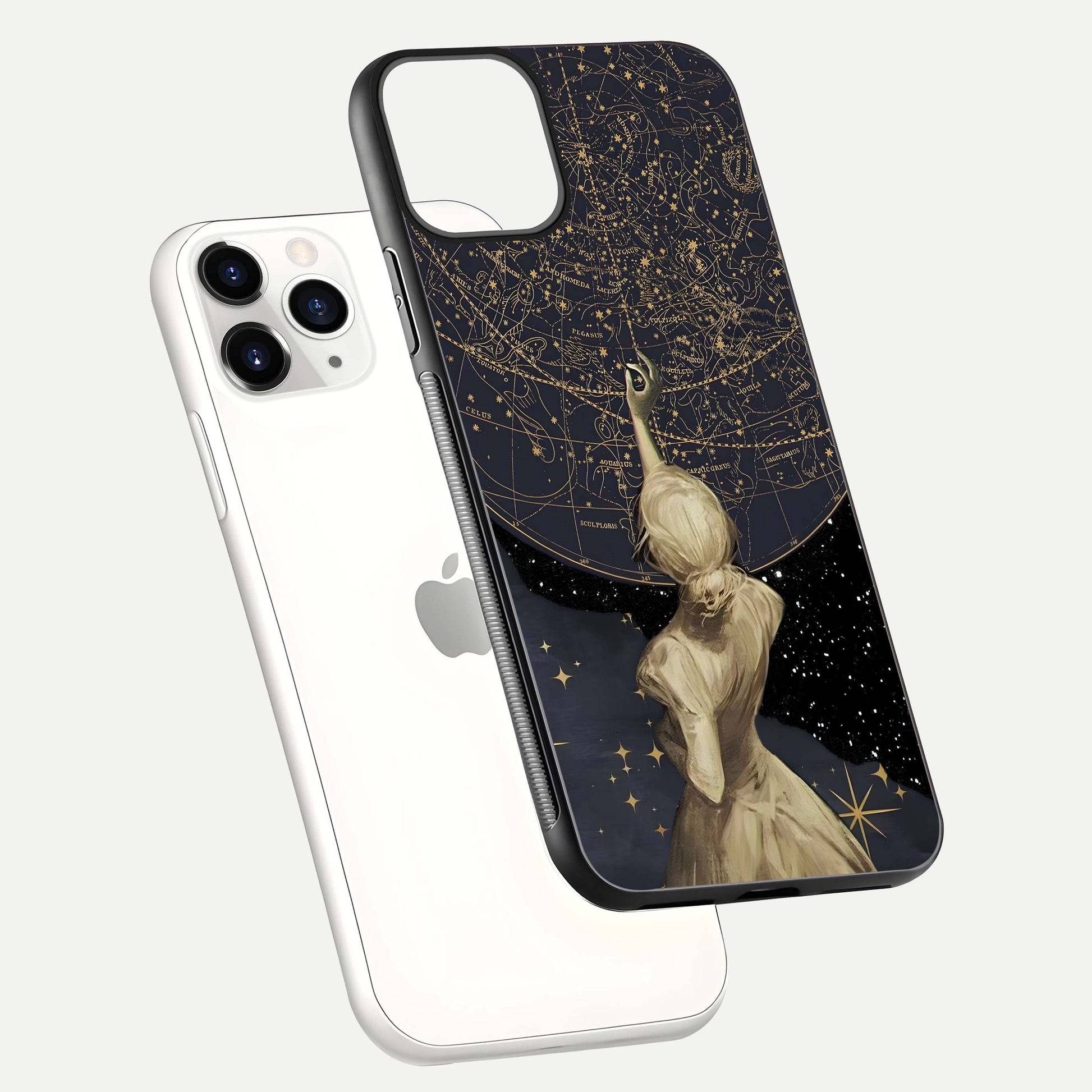 Taylor Swift Girl Glass Case for iPhone 11 Pro floating dual-view mockup displaying gloss and stylish artwork