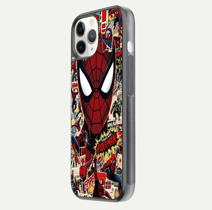 Aesthetic Wonder Spider Glass Case for iPhone 16 Pro side-angle shot showing red-blue tones and durable protective frame