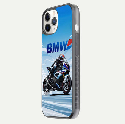 BMW Power Drift Glass Case for iPhone 11 Pro side-angle image emphasizing smooth finish and detailed design