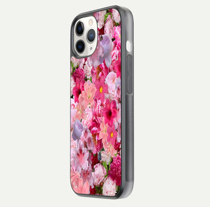 Bloom Crush Fantasy Glass Case for iPhone 11 Pro side-angle shot with fantasy bloom art and gloss surface