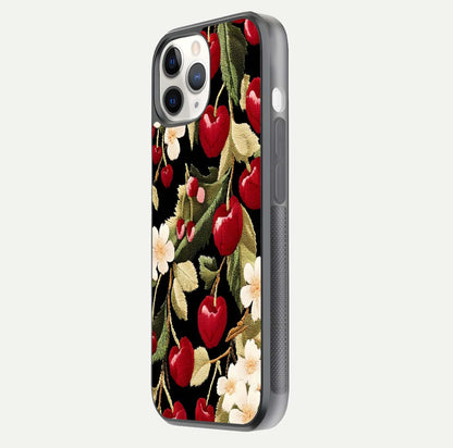 Bloom Thread Art Glass Case for iPhone 11 Pro side-angle image showing texture depth and gloss reflection