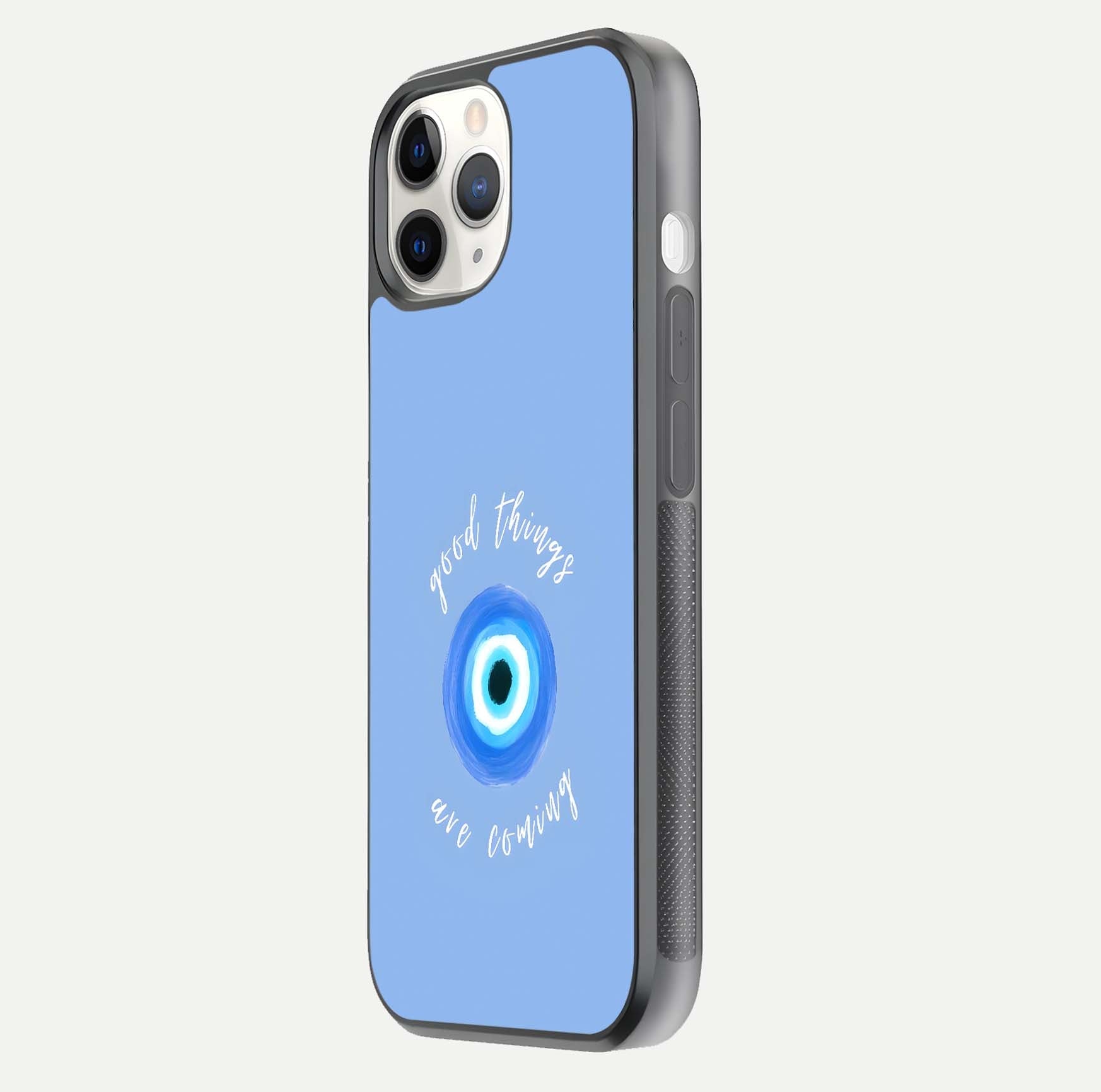 Bright Future Ahead Glass Case for iPhone 11 Pro side-angle image displaying edge smoothness and reflective surface