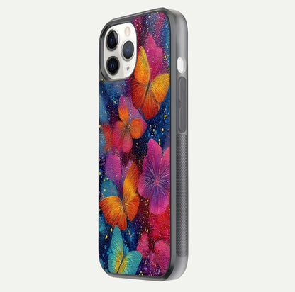 Butterfly Dream Mist Glass Case for iPhone 11 Pro side-angle image showing soft gradient and reflective glow