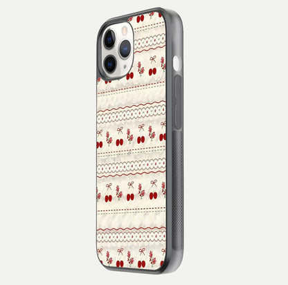 Cherry Bloom Charm Glass Case for iPhone 11 Pro side-angle photo showing flower detail and edge light