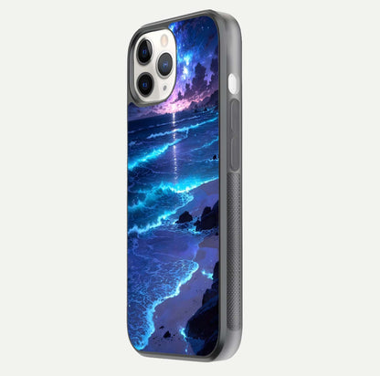 Classic Damn Look Glass Case for iPhone 11 Pro side-angle photo showing shine texture and curve reflection