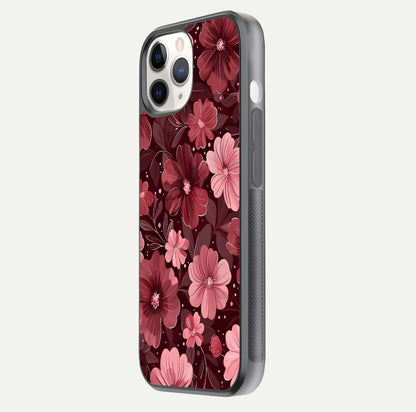 Flower Blush Bloom Glass Case for iPhone 11 Pro side-angle photo showing glass reflection and delicate hues