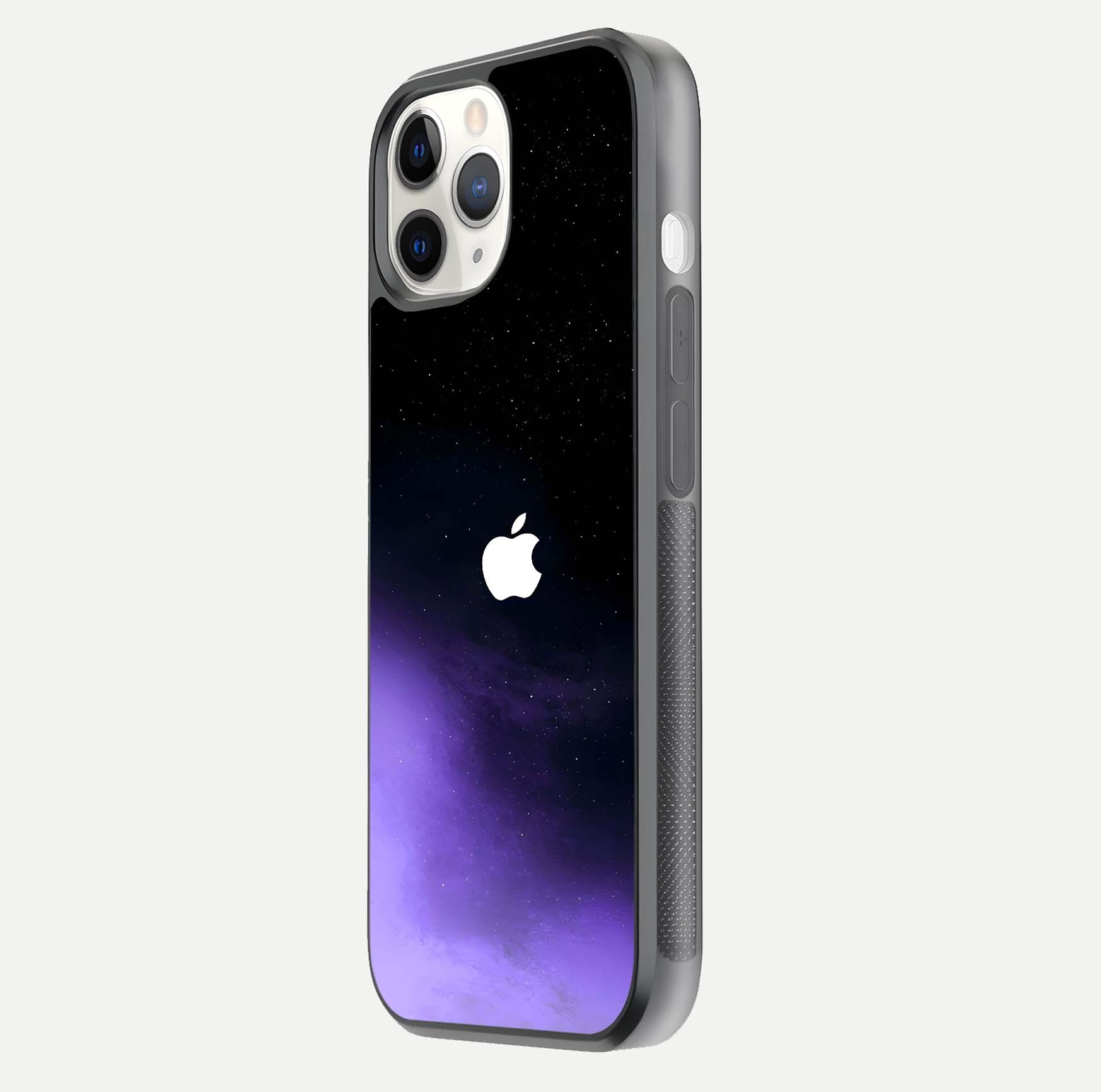 Galaxy Apple Aura Glass Case for iPhone 11 Pro side-angle image showing glossy surface and soft reflection hues
