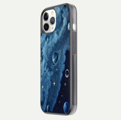Galaxy Dream Space Glass Case for iPhone 11 Pro side-angle image capturing reflection clarity and galactic texture