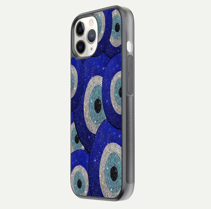 Galaxy Eye Flow Glass Case for iPhone 11 Pro side-angle image showing reflection detail and premium shine