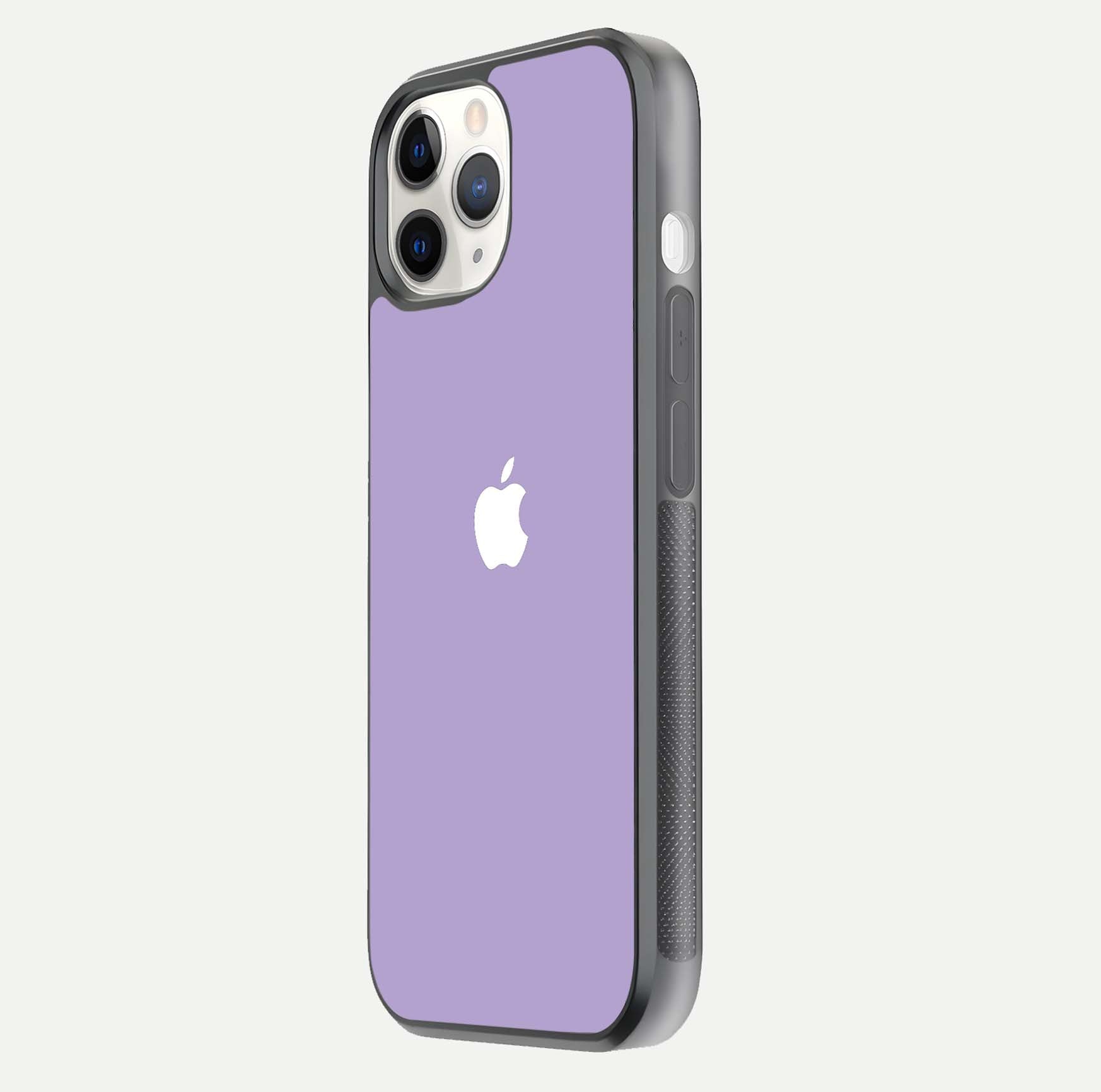 Lavender Soft Minimal Glass Case for iPhone 11 Pro side-angle image showing smooth reflection and minimal look