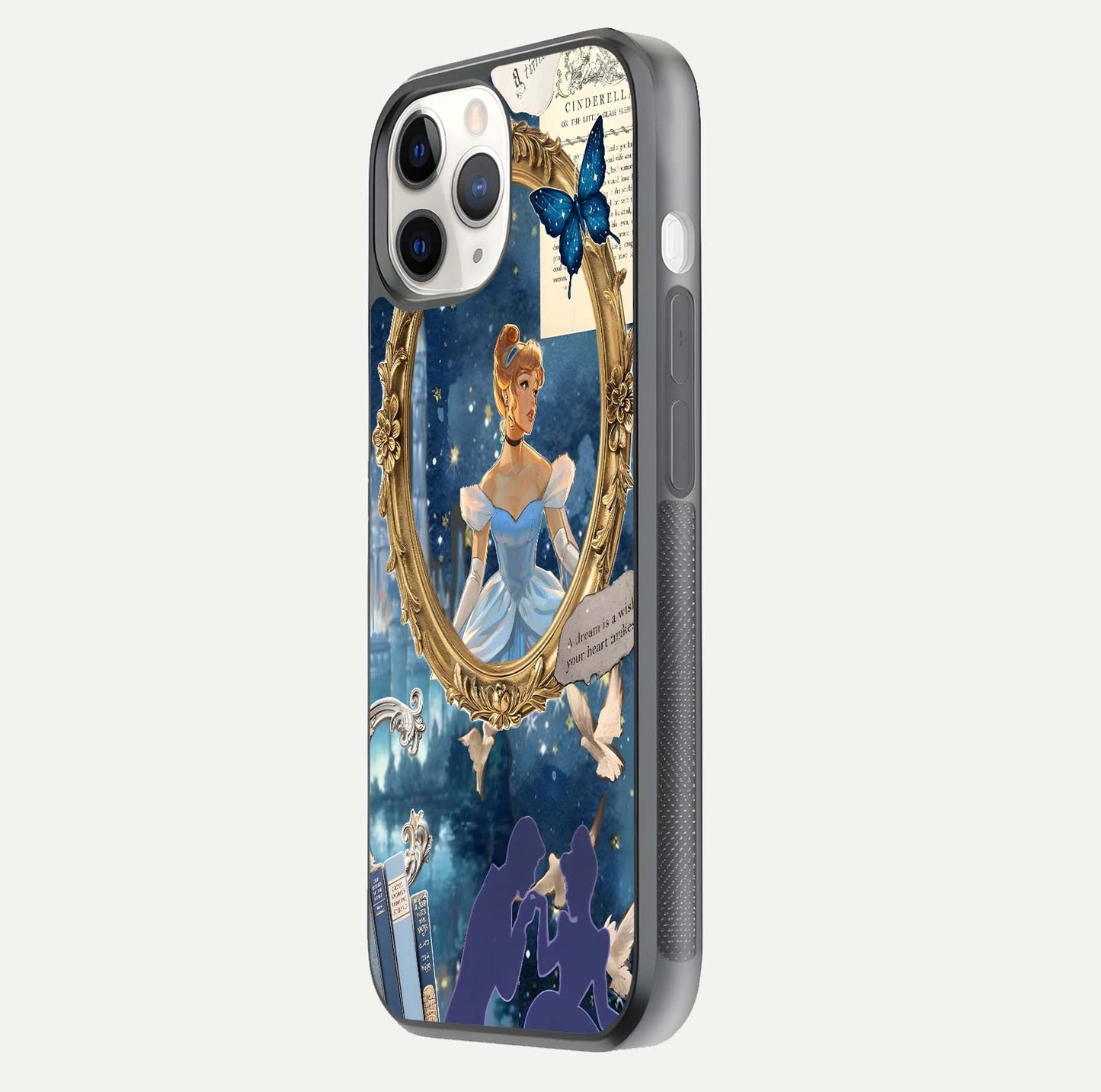 Midnight Queen Glass Case for iPhone 11 Pro side-angle image showing reflection brightness and elegant tone