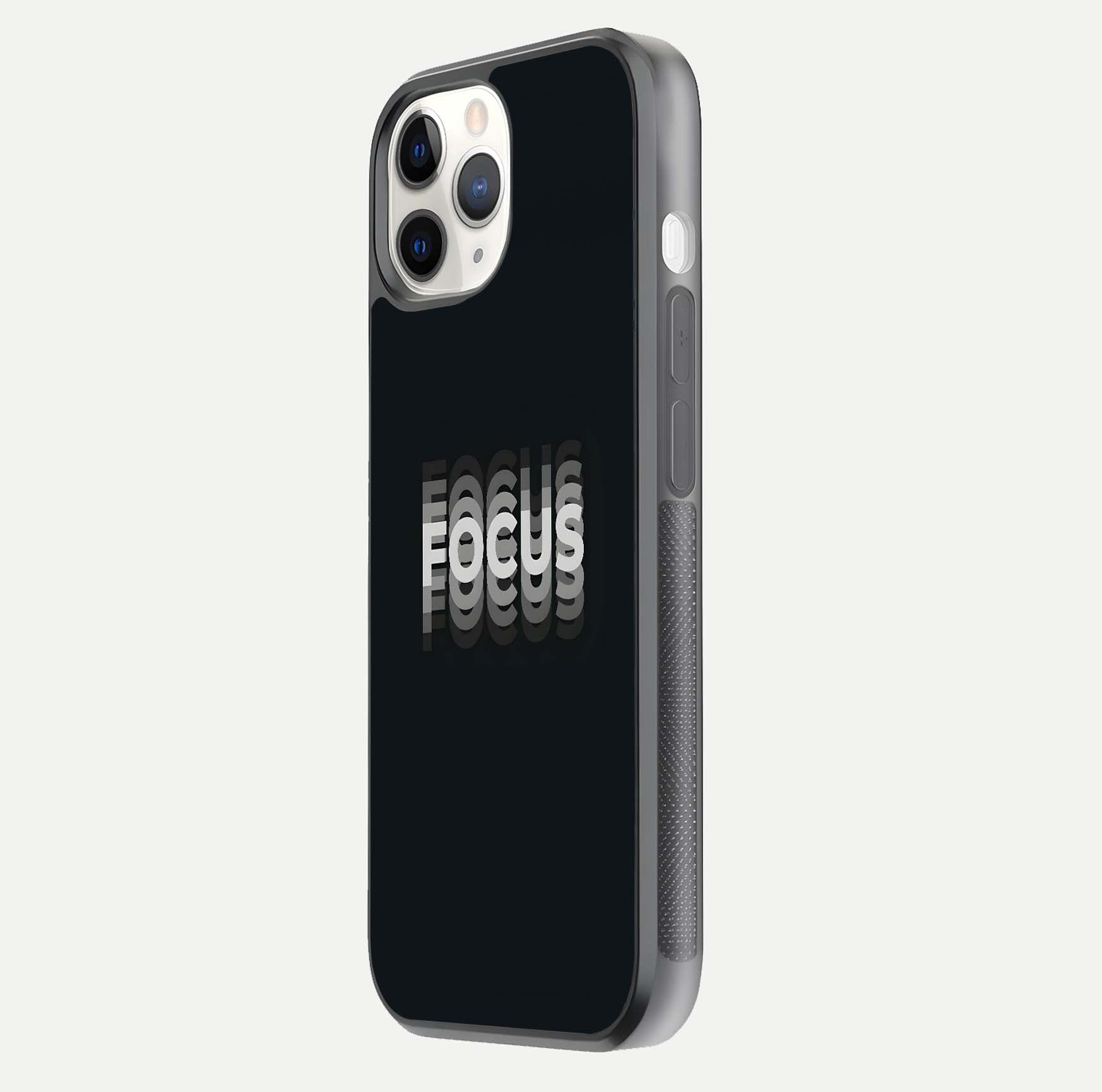 Mono Focus Vision Glass Case for iPhone 11 Pro side-angle image showing smooth reflection and minimal tones