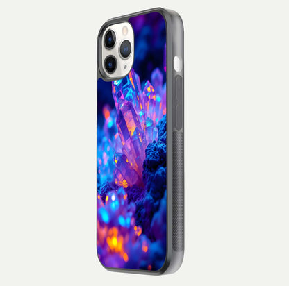 Neon Aura Shards Glass Case for iPhone 11 Pro side-angle image showing light depth and glossy contrast