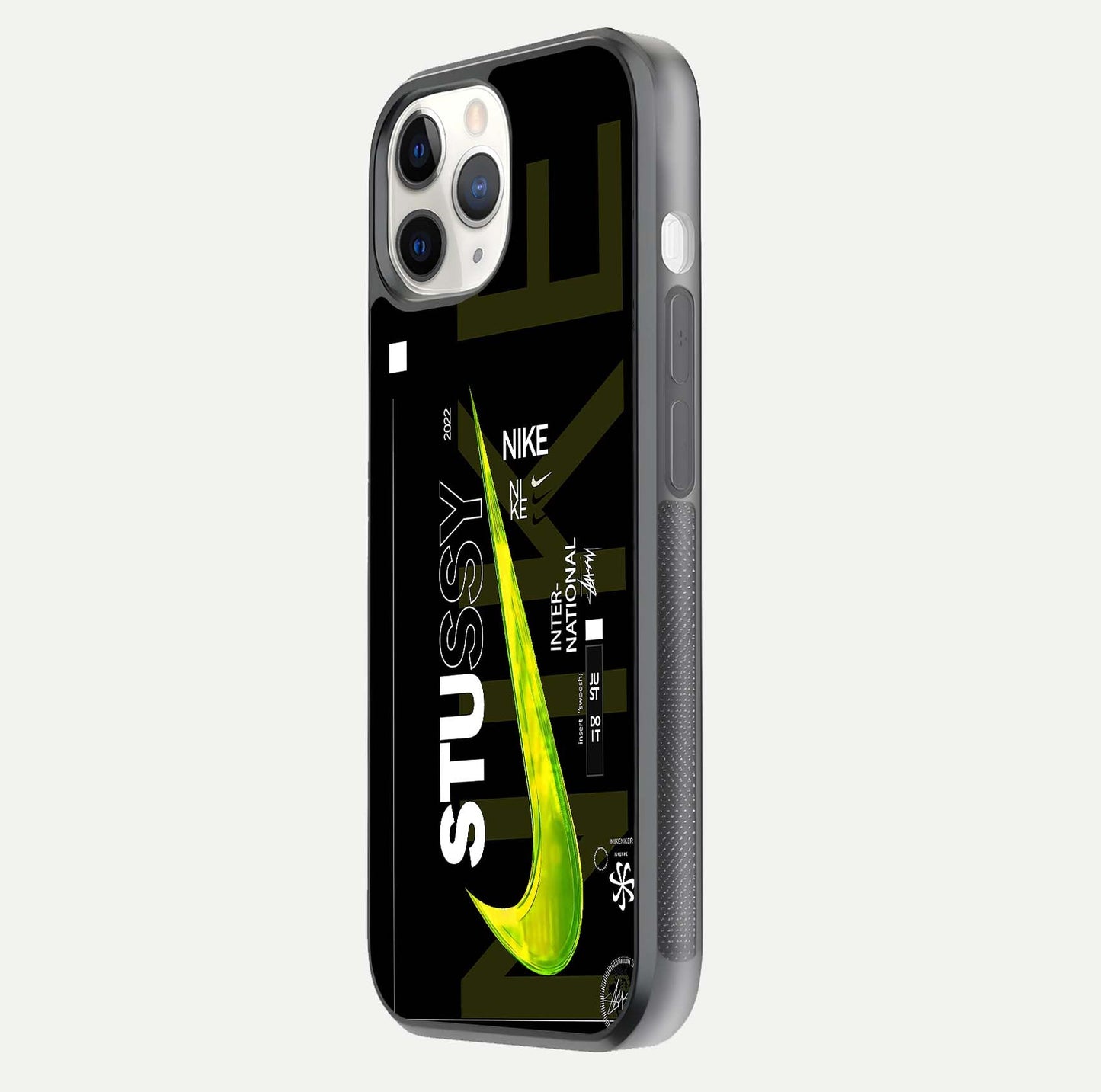 Neon Street Edition Glass Case for iPhone 11 Pro side-angle image showing reflection depth and modern tones