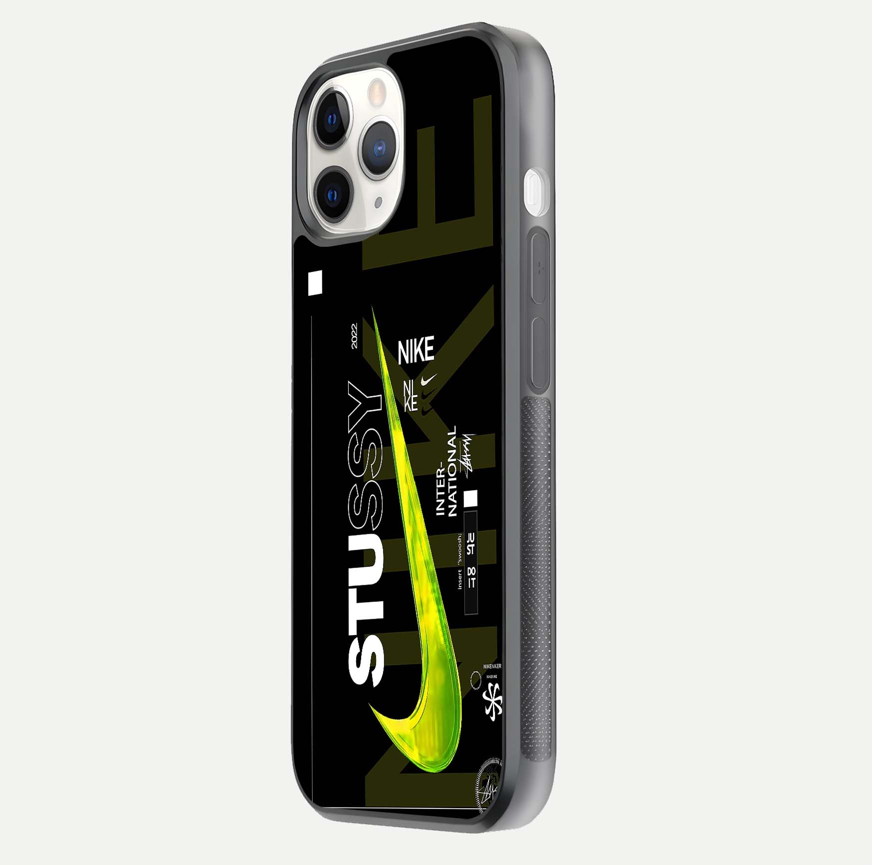 Neon Street Edition Glass Case for iPhone 11 Pro side-angle image showing reflection depth and modern tones