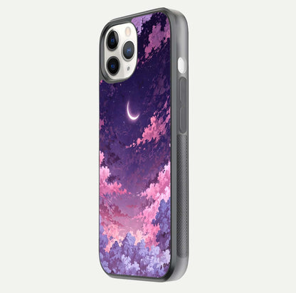 Sky Drift Clouds Glass Case for iPhone 11 Pro side-angle image showing reflection, blue tones, and soft gradient