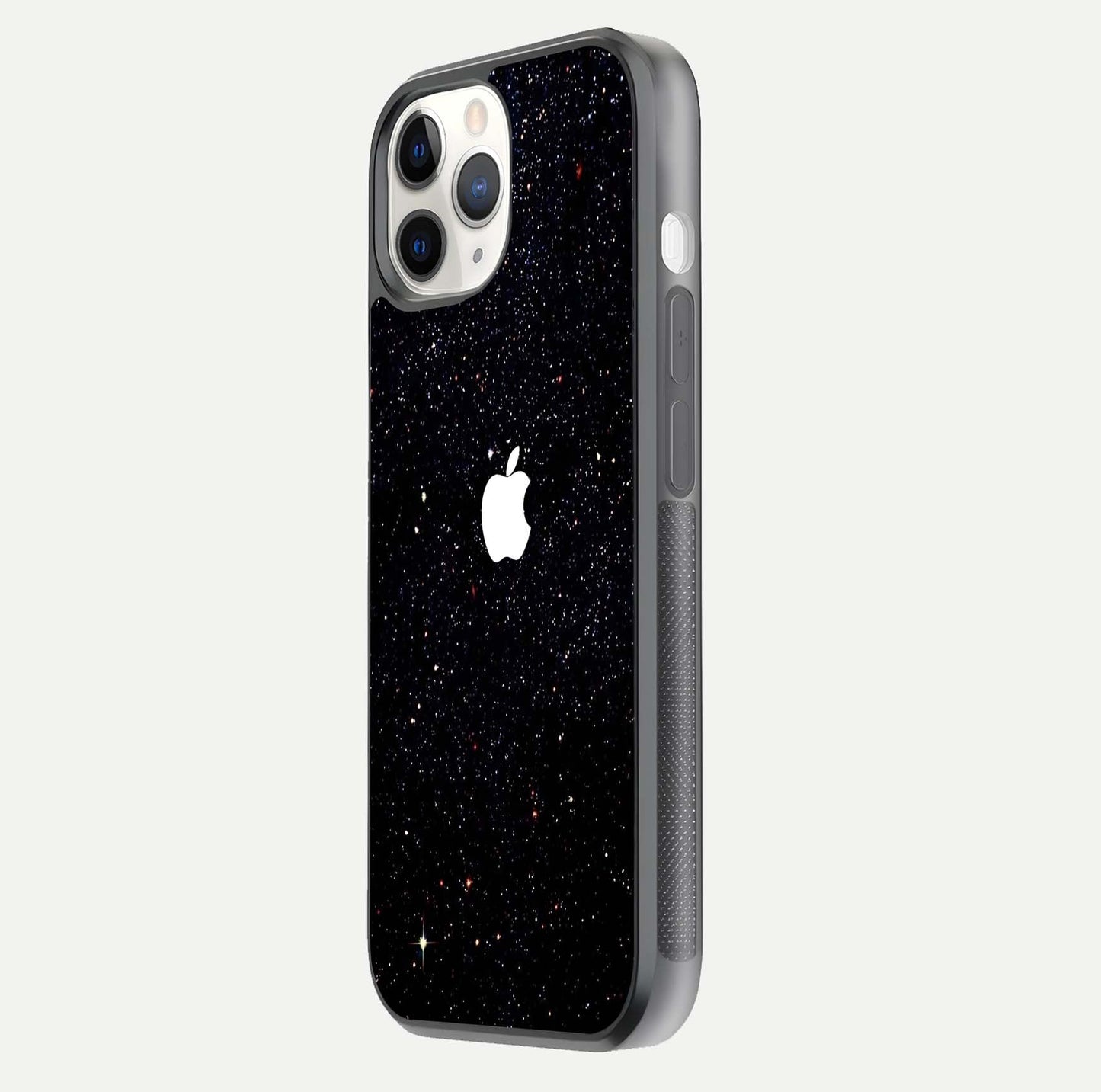Starry Apple Galaxy Glass Case for iPhone 11 Pro side-angle image showing gloss and star pattern detail
