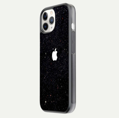 Starry Apple Galaxy Glass Case for iPhone 11 Pro side-angle image showing gloss and star pattern detail