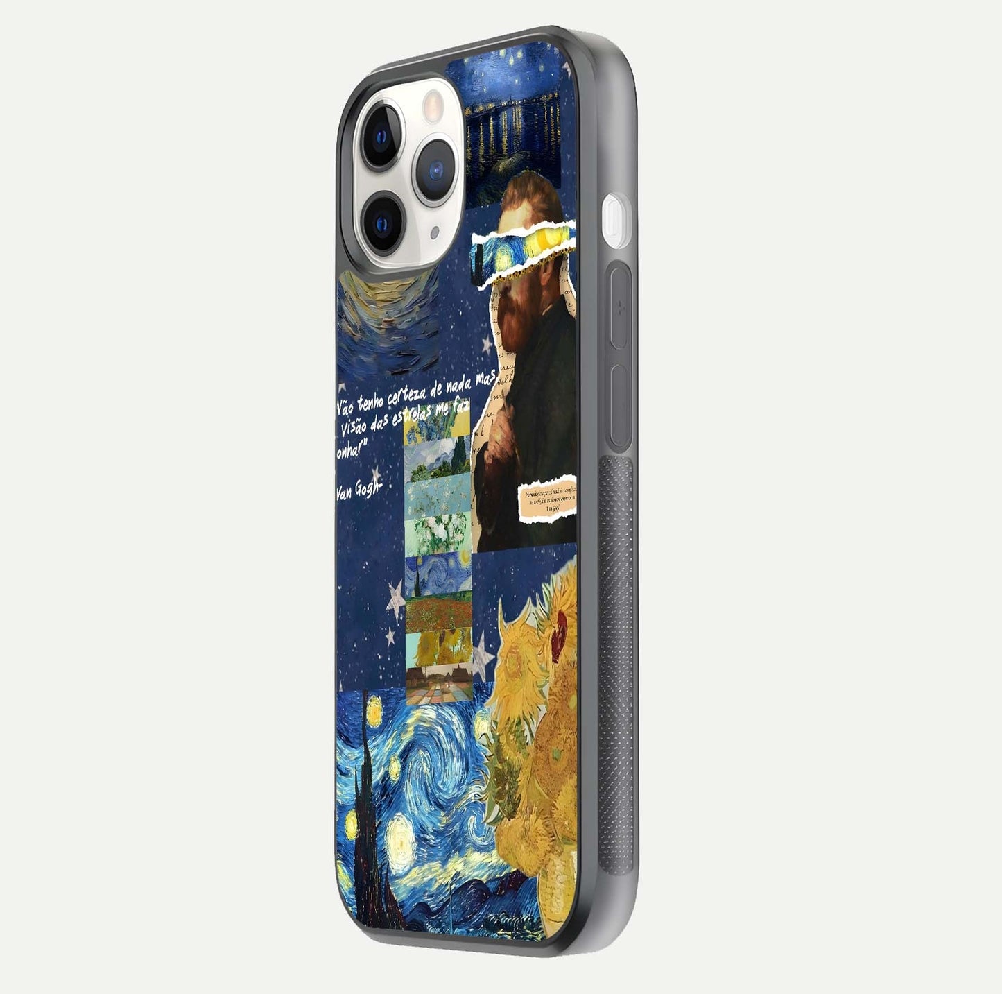 Starry Dream Vision Glass Case for iPhone 11 Pro side-angle image showing reflection and cosmic gradient tones
