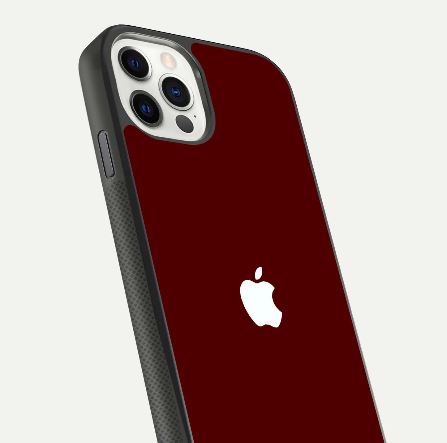 Apple Crimson Core Glass Case for iPhone 16 Pro close-up angle showing deep crimson tone and HD glass reflection