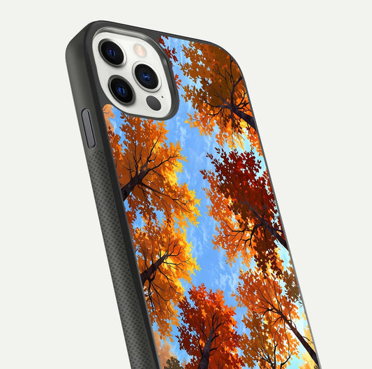 Autumn Sky Rise Glass Case for iPhone 11 Pro front and back layout showing sky print and edge smoothness