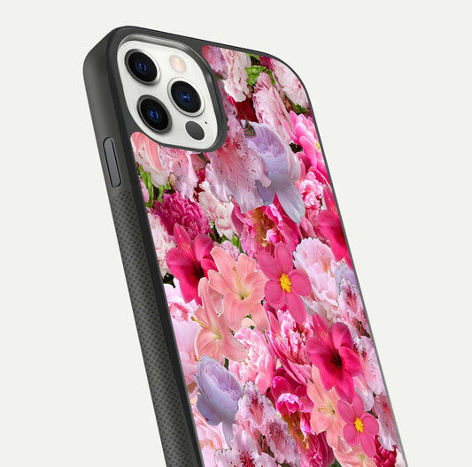 Bloom Crush Fantasy Glass Case for iPhone 11 Pro dual-view layout highlighting edges and premium shine