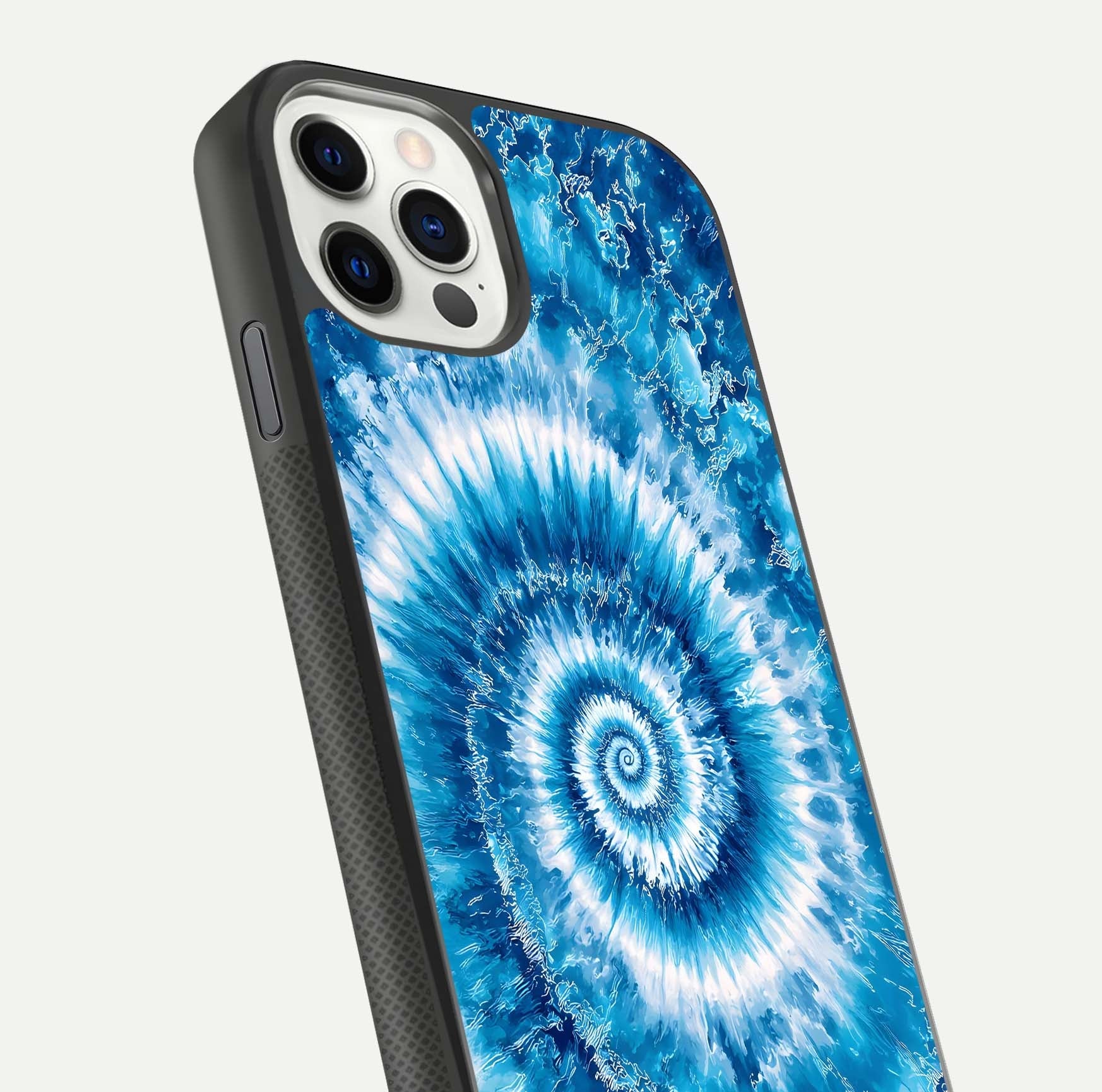 Blue Galaxy Wave Glass Case for iPhone 11 Pro front-and-back layout showing gradient flow and shine clarity