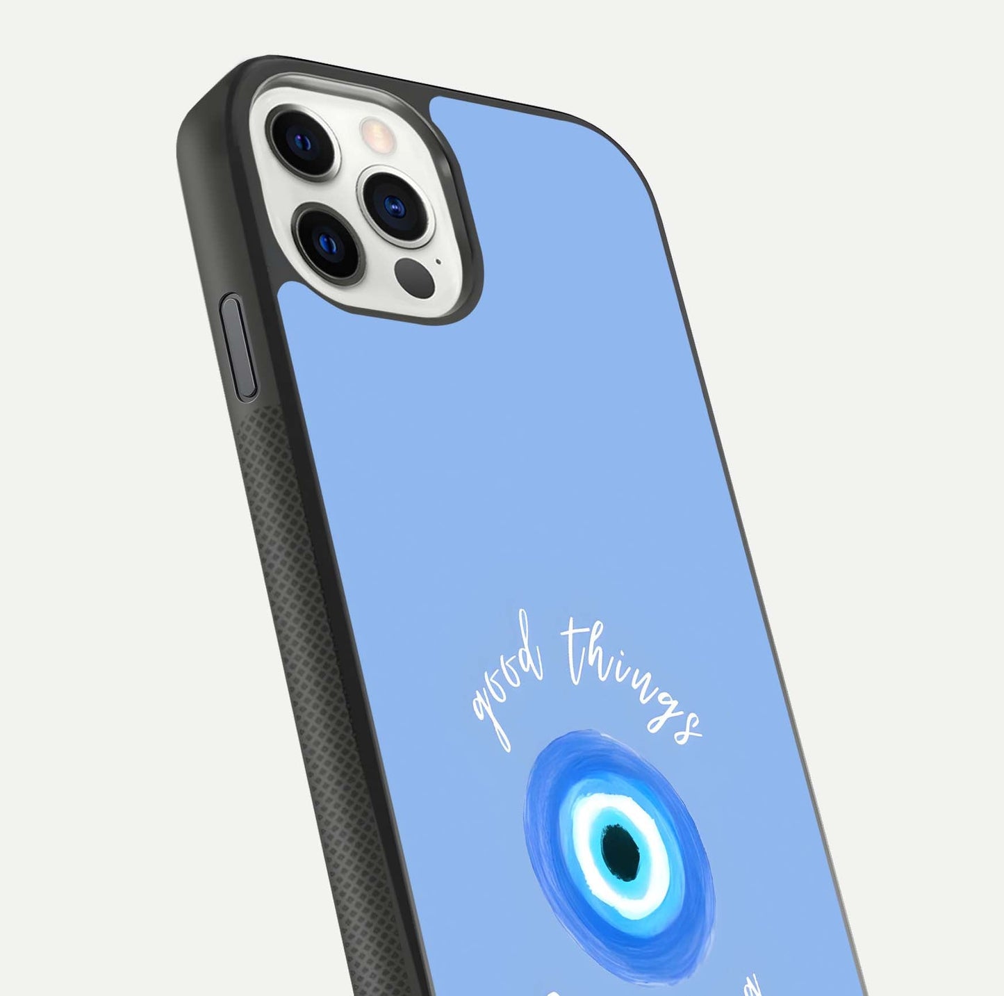 Bright Future Ahead Glass Case for iPhone 11 Pro front-and-back layout showing clean font style and gloss shine