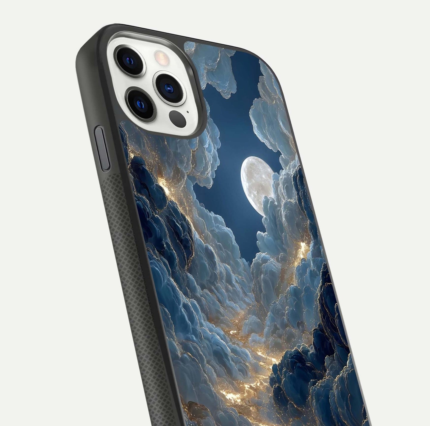 Celestial Cloud Road Glass Case for iPhone 11 Pro front-and-back layout displaying balance between light and depth