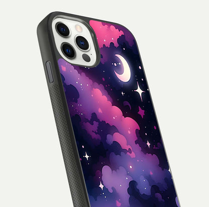 Celestial Moon Magic Glass Case for iPhone 11 Pro dual-view layout displaying lunar design and sleek edges