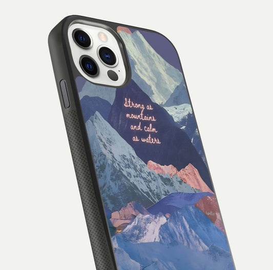 Celestial Mountain Calm Glass Case for iPhone 11 Pro dual-view layout displaying scenic tones and curved finish