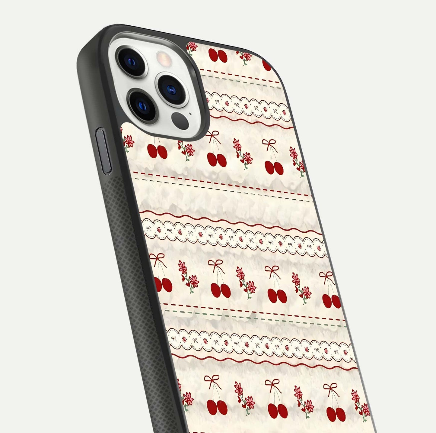 Cherry Bloom Charm Glass Case for iPhone 11 Pro front-and-back layout displaying floral art and smooth finish