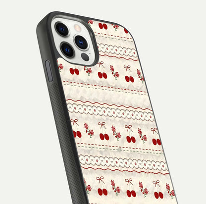 Cherry Bloom Charm Glass Case for iPhone 11 Pro front-and-back layout displaying floral art and smooth finish