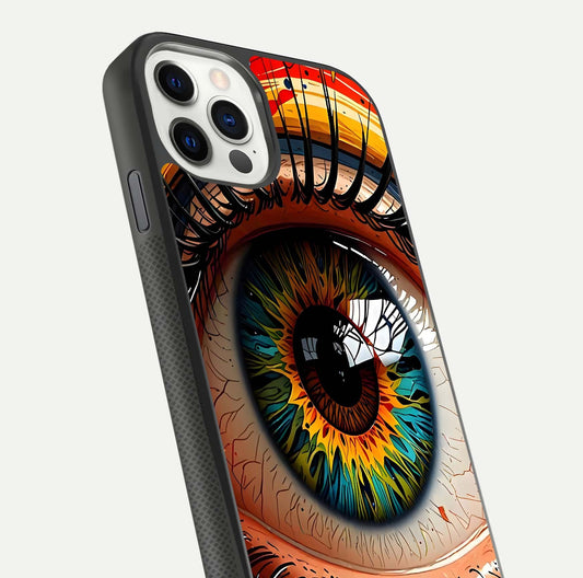Colorful Eye Glass Case for iPhone 11 Pro dual-view layout displaying vivid tones and smooth glass edges