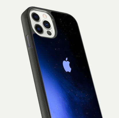 Cosmic Blue Apple Glass Case for iPhone 11 Pro dual-view layout displaying cosmic tones and glass edges