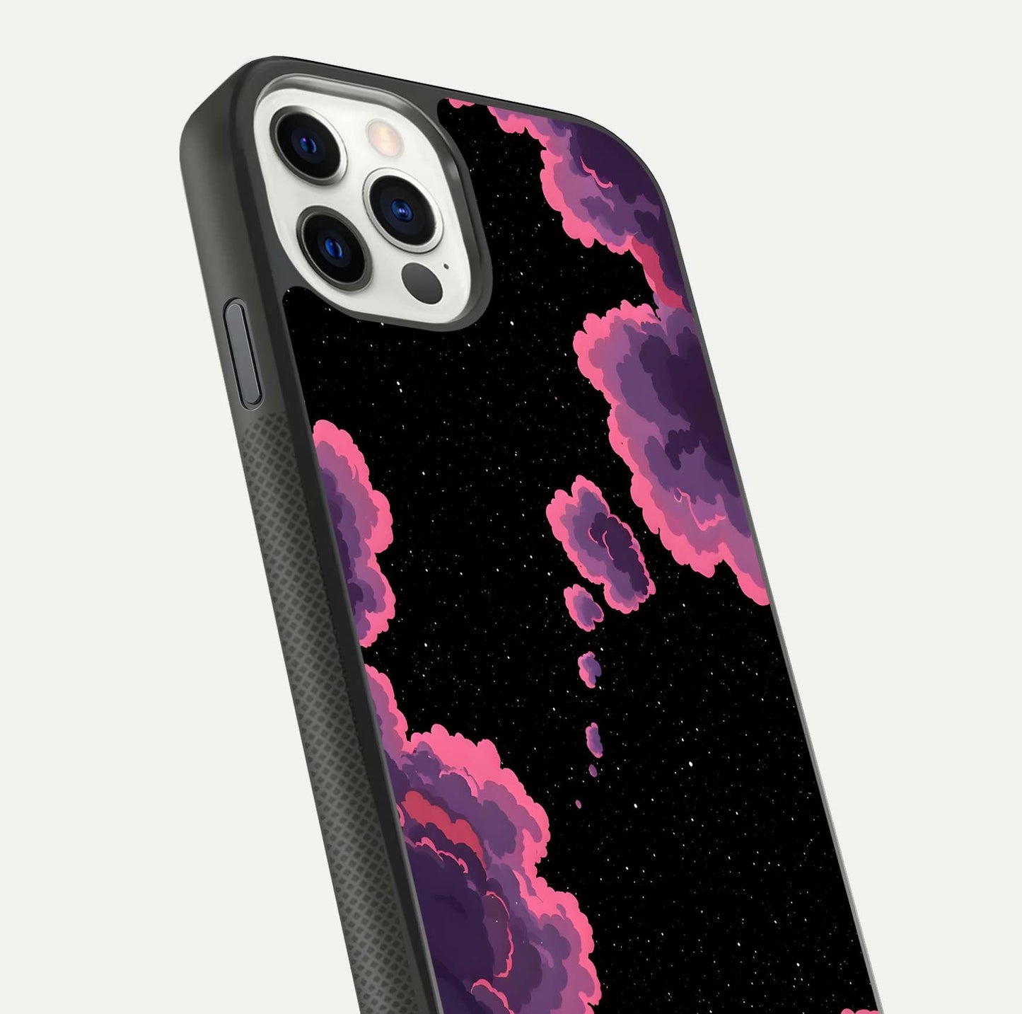 Cosmic Cloud Journey Glass Case for iPhone 11 Pro dual-view layout displaying celestial tones and edge clarity