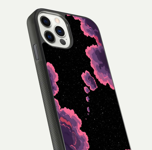 Cosmic Cloud Journey Glass Case for iPhone 11 Pro dual-view layout displaying celestial tones and edge clarity