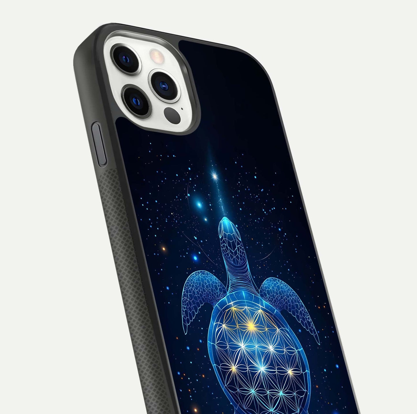 Crimson Blue Turtle Glass Case for iPhone 11 Pro dual-view layout displaying ocean tones and HD finish