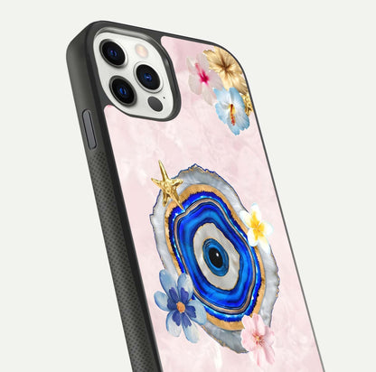 Divine Aura Bloom Glass Case for iPhone 11 Pro dual-view layout displaying divine color tones and smooth edges