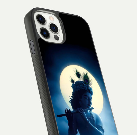 Divine Moon Flute Glass Case for iPhone 11 Pro dual-view layout displaying soft night tones and curved polish